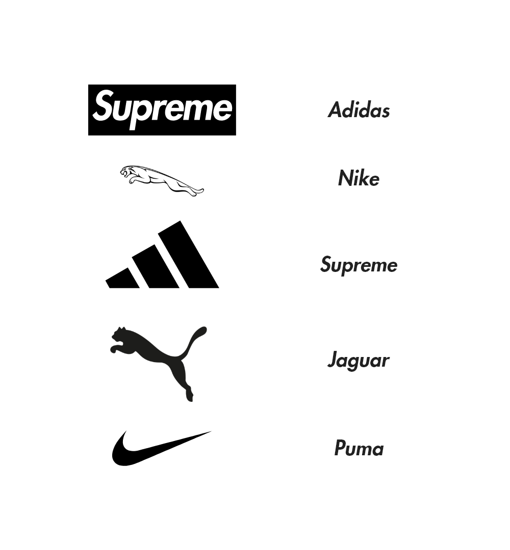 Match the brandmarks with the brand names