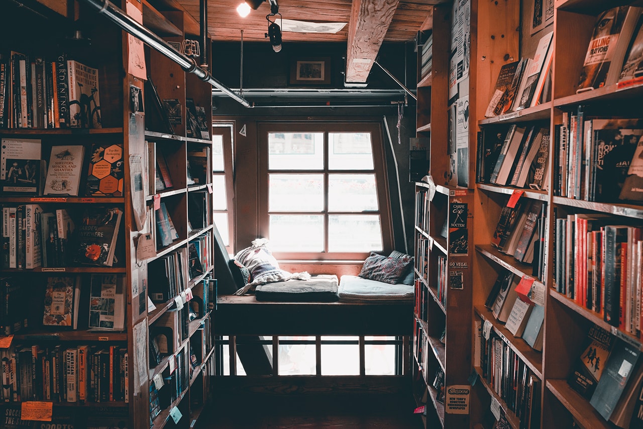 A cozy space surrounded by books