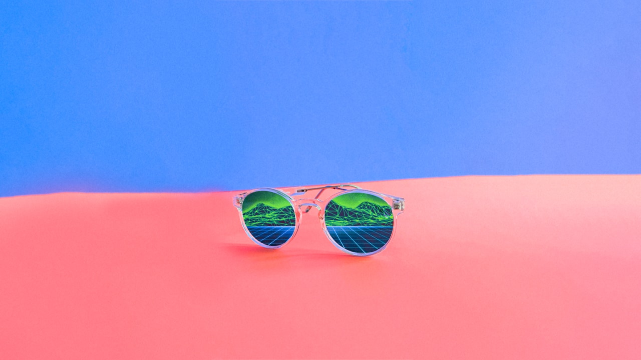 Glasses on a pink table