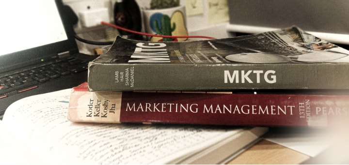 Two books about marketing stacked